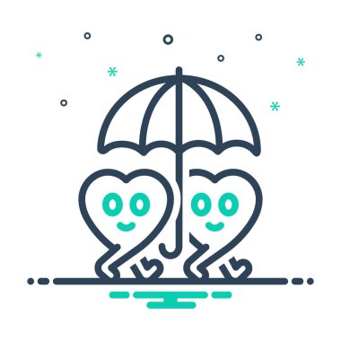 Çift için şemsiye altında simge karıştır