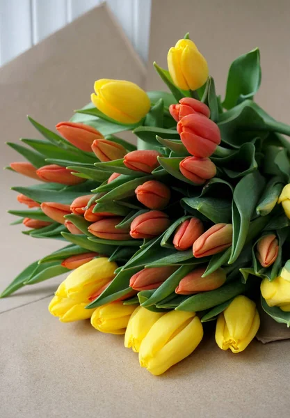 Bouquet Red Yellow Tulips Royalty Free Stock Images