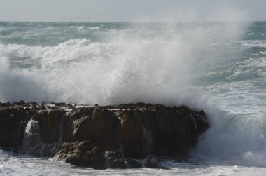 Alghero, Sardinya, İtalya 'da dalgalar