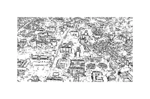 保城是法国西南部一个具有地标的城市 矢量手绘草图 — 图库矢量图片