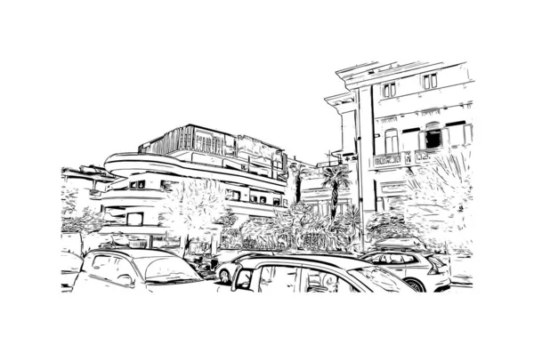 Imprimer Ville Pescara Est Située Italie Illustration Dessinée Main Vecteur — Image vectorielle