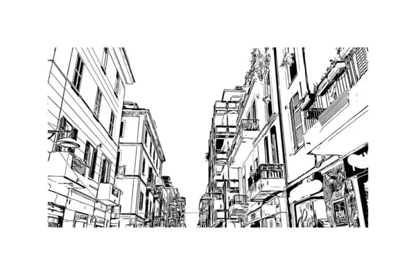 페스카라의 랜드마크가 전망은 이탈리아의 도시이다 벡터로 손으로 스케치 — 스톡 벡터