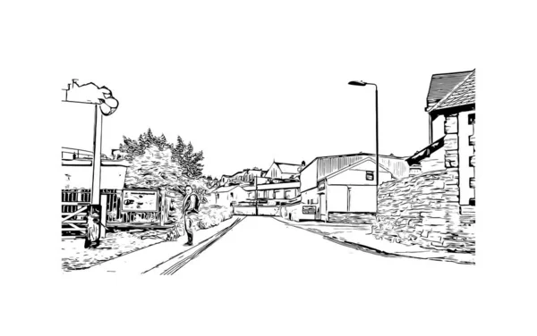 Print Building View Landmark Peel Municipality Canada Hand Drawn Sketch — Stock Vector