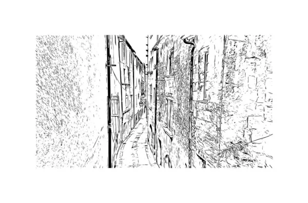 Pohled Budovu Orientačním Bodem Perigueux Obcí Francii Ručně Kreslená Kresba — Stockový vektor