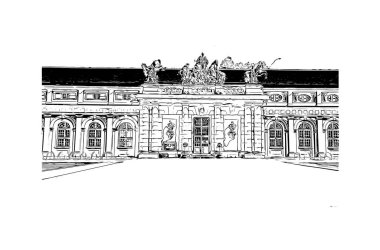 Print Building view with landmark of Potsdam is the city in Germany. Hand drawn sketch illustration in vector.