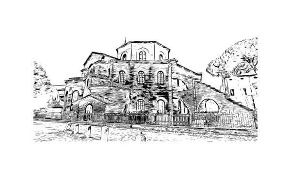 Imprimir Vista Edifício Com Marco Porto Ravenna Porto Itália Desenho —  Vetores de Stock