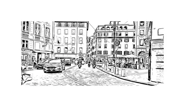 Print Building View Landmark Rapallo Municipality Italy Hand Drawn Sketch — Stock Vector