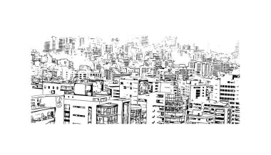 Quito 'nun simgesi olan Print Building view, Ekvador' un başkentidir. Vektörde elle çizilmiş çizim çizimi.