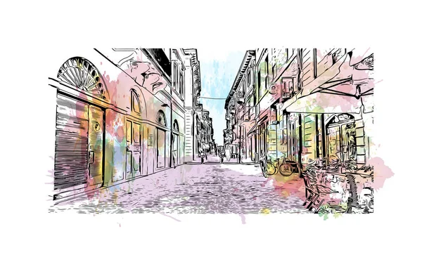 Imprimer Vue Sur Bâtiment Avec Point Repère Rimini Est Ville — Image vectorielle