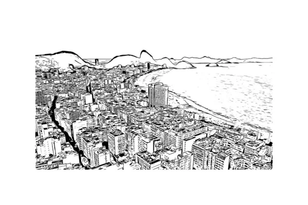 Stampa Vista Edificio Con Punto Riferimento Rio Janeiro Città Brasile — Vettoriale Stock