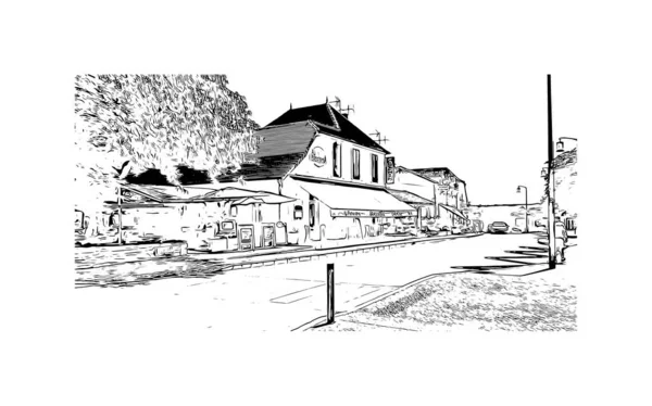 Print Building View Landmark Rocamadour Comuna Francesa Região Administrativa Auvergne — Vetor de Stock