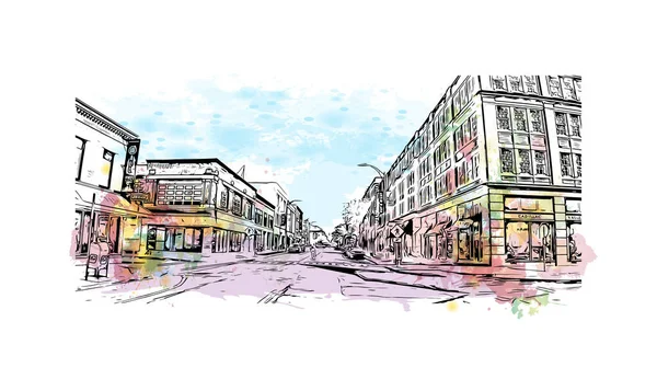 Print Vue Sur Bâtiment Avec Point Repère Rochester Est Ville — Image vectorielle