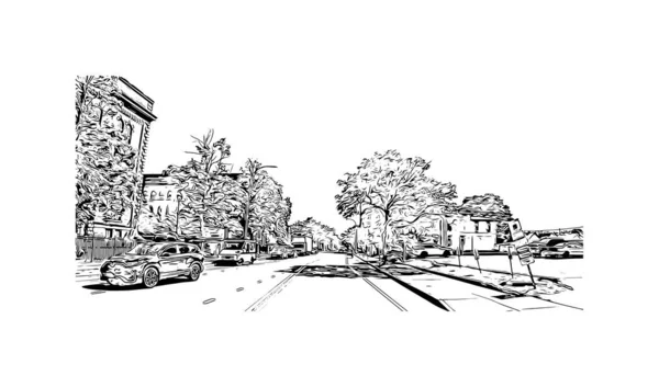 Imprimir Vista Del Edificio Con Hito Rochester Ciudad Estado Nueva — Archivo Imágenes Vectoriales