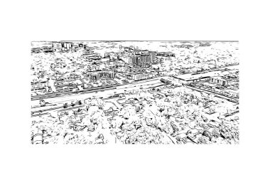 Print Building view with landmark of Rochester is the city in Minnesota. Vektörde elle çizilmiş çizim çizimi.