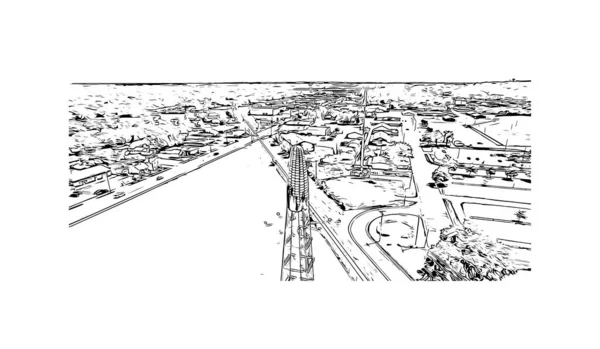 Imprimer Vue Sur Bâtiment Avec Point Repère Rochester Est Ville — Image vectorielle