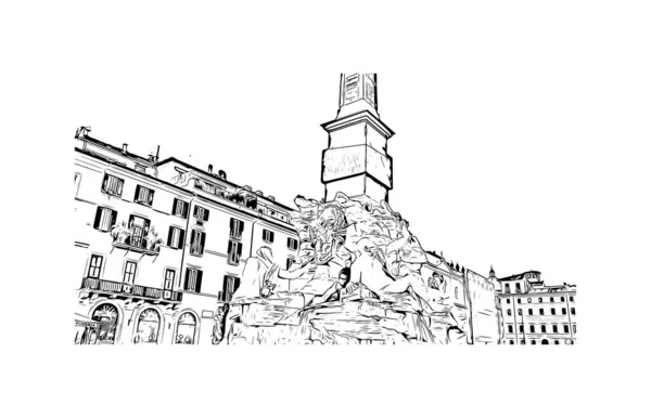 Das Gebäude Mit Dem Wahrzeichen Roms Ist Die Hauptstadt Italiens — Stockvektor
