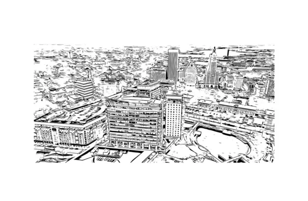 Vytisknout Pohled Budovu Orientačním Bodem Providence Hlavním Městem Státě Usa — Stockový vektor