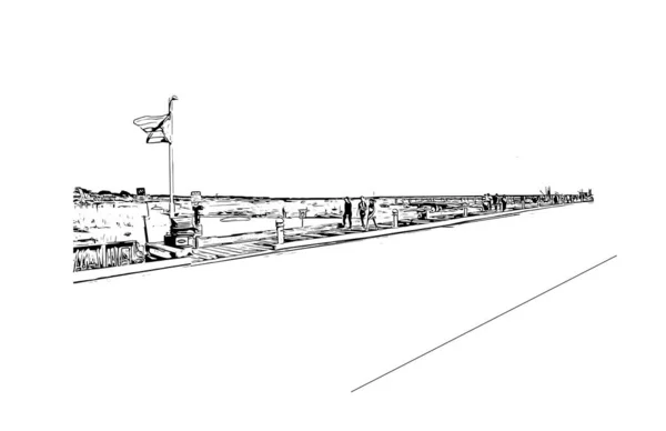 Print Ville Provincetown Est Située Dans Massachusetts Illustration Dessinée Main — Image vectorielle
