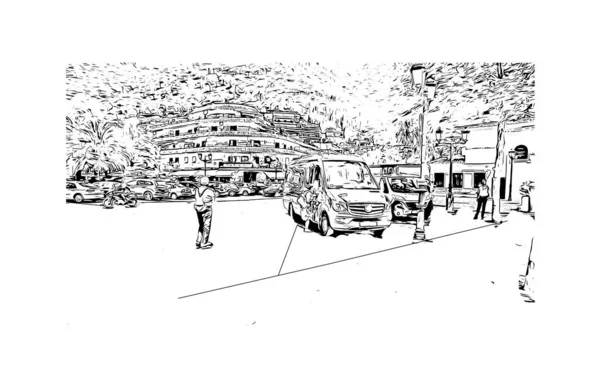 Vytisknout Pohled Budovu Orientačním Bodem Pueblo Město Coloradu Ručně Kreslená — Stockový vektor