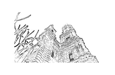 Puerto Vallarta, Meksika 'da bir şehirdir. Vektörde elle çizilmiş çizim çizimi.