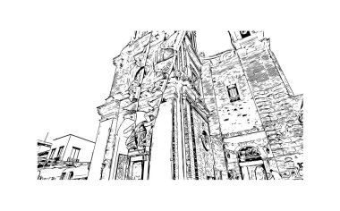 Puerto Vallarta, Meksika 'da bir şehirdir. Vektörde elle çizilmiş çizim çizimi.