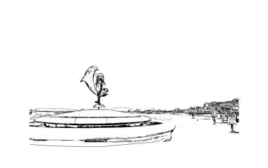 Puerto Vallarta, Meksika 'da bir şehirdir. Vektörde elle çizilmiş çizim çizimi.