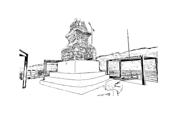 Print Building View Landmark Puerto Vallarta City Mexico Hand Drawn — Stock Vector