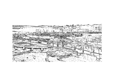 Punta Cana, Dominik Cumhuriyeti 'nde yer alan bir şehirdir. Vektörde elle çizilmiş çizim çizimi.