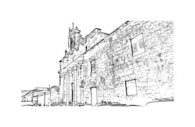 Punta Cana, Dominik Cumhuriyeti 'nde yer alan bir şehirdir. Vektörde elle çizilmiş çizim çizimi.