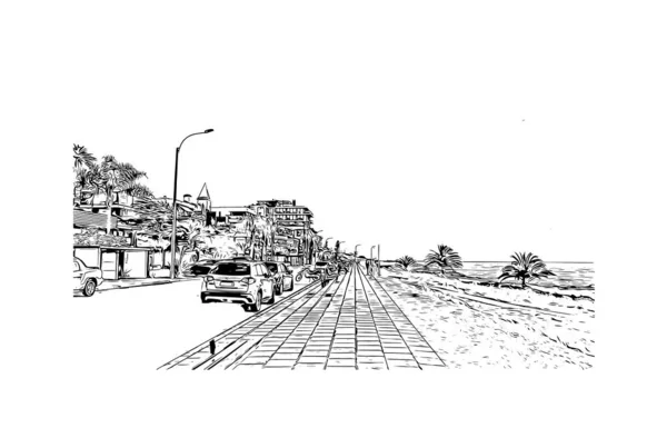 Imprimer Vue Bâtiment Avec Point Repère Punta Gorda Est Ville — Image vectorielle