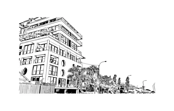 Imprimir Vista Edifício Com Marco Punta Gorda Cidade Florida Desenho — Vetor de Stock