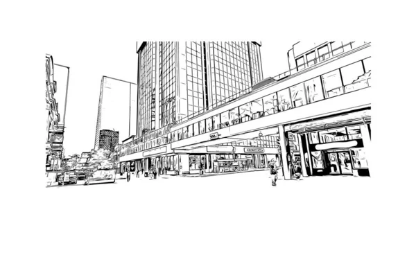 Print Building View Landmark Regina Staden Kanada Handritad Skiss Illustration — Stock vektor