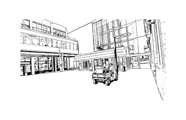 Print Building View Landmark Regina City Canada Hand Drawn Sketch — Stock Vector