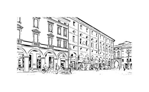 Rovigo 랜드마크가 이탈리아 북동부의 도시이다 벡터로 손으로 스케치 — 스톡 벡터