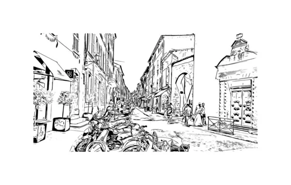 Imprimer Commune Saint Tropez Est Située France Illustration Dessinée Main — Image vectorielle