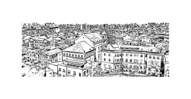 Salvador, Brezilya 'da bir şehirdir. Vektörde elle çizilmiş çizim çizimi. 