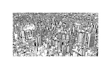 Salvador, Brezilya 'da bir şehirdir. Vektörde elle çizilmiş çizim çizimi. 