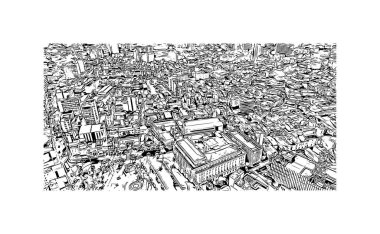 Salvador, Brezilya 'da bir şehirdir. Vektörde elle çizilmiş çizim çizimi