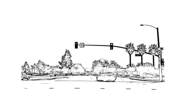 Imprimer Vue Sur Bâtiment Avec Point Repère San Bernardino Est — Image vectorielle