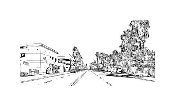 Imprimer Vue Sur Bâtiment Avec Point Repère San Bernardino Est — Image vectorielle