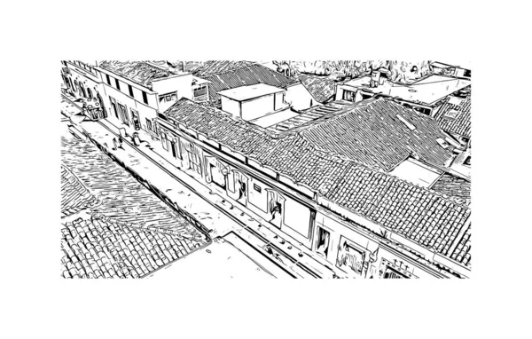 Vista Edificio Con Punto Riferimento San Cristobal Las Casas Città — Vettoriale Stock