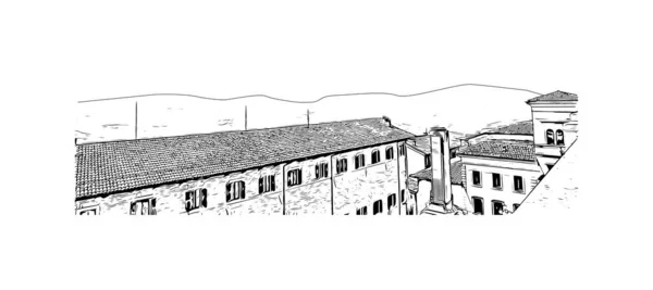 Print Building Vista Com Marco San Marino Capital República San — Vetor de Stock