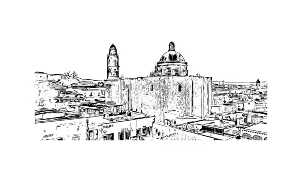 Imprimir Vista Del Edificio Con Hito San Miguel Allende Ciudad — Archivo Imágenes Vectoriales