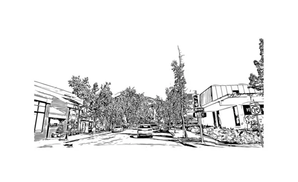 Print Building View Landmark San Rafael Staden Kalifornien Handritad Skiss — Stock vektor