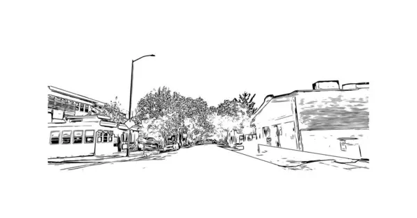 라파엘의 마크와 전망은 캘리포니아에있는 도시입니다 벡터에 손으로 스케치 일러스트레이션 — 스톡 벡터
