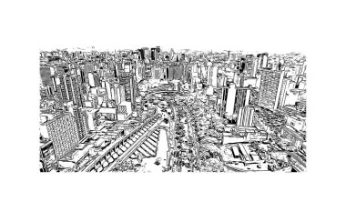 Sao Paulo, Brezilya 'da bir şehirdir. Vektörde elle çizilmiş çizim çizimi.