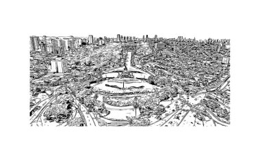 Sao Paulo, Brezilya 'da bir şehirdir. Vektörde elle çizilmiş çizim çizimi.