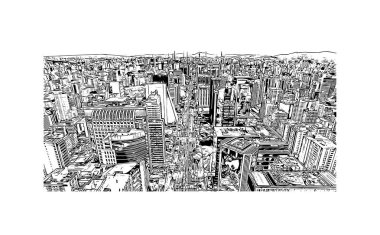 Sao Paulo, Brezilya 'da bir şehirdir. Vektörde elle çizilmiş çizim çizimi.