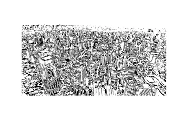 圣保罗市的标志性建筑是巴西的城市 矢量手绘草图 — 图库矢量图片