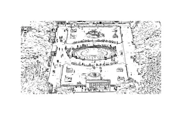 Japonya 'da Sapporo şehrinin simgesi olan Print Building View. Vektörde elle çizilmiş çizim çizimi.